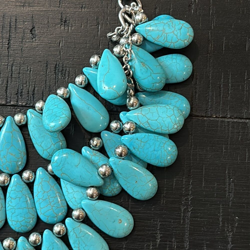 Boho Substantial Turquoise Bib Statement Western … - image 2